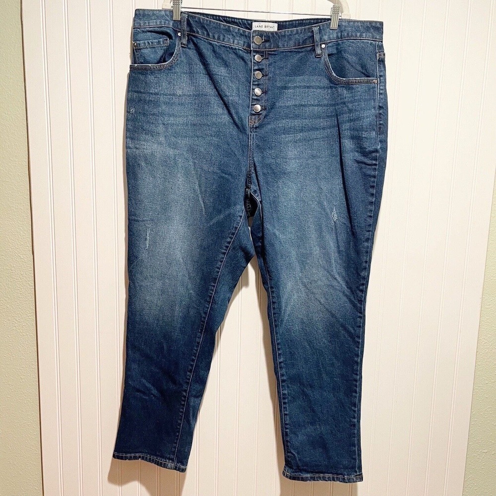 Lane Bryant High Rise Girlfriend Straight Jeans Flex Magic Waistband Size 22 - Picture 2 of 7